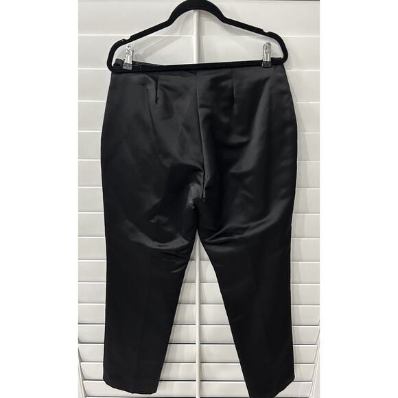 DONCASTER Black Satin Sheen Cotton Silk Blend Dress Slacks Lined Pants Size 14 - Picture 3 of 4